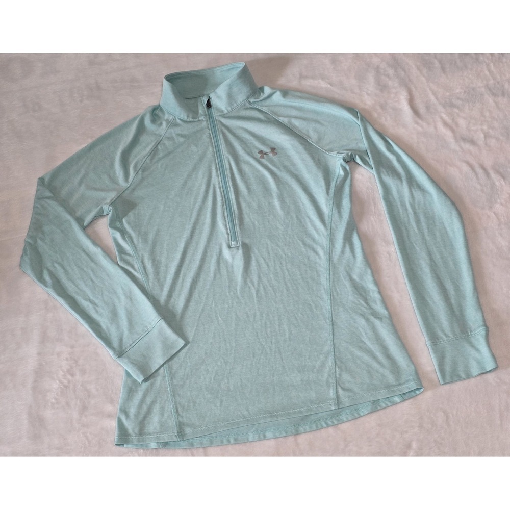 Under Armour Womens Medium Mint Light Blue Tech Twist Quarter Zip Pullover Top